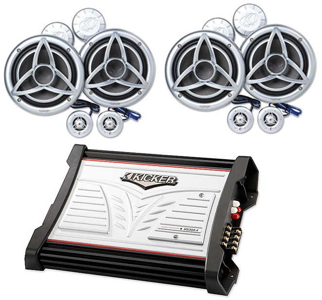 KICKER MARINE BOAT STEREO SYSTEM KM625.2 & MX350.4 AMP eBay