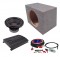 Power Acoustik CW2-104 Sub Car Stereo Single 10" Rearfire Crypt Sub Box with REP1-2000 Amplifier & 4GA Amp Kit