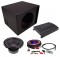 Power Acoustik CW2-104 Sub Car Stereo Single 10" Crypt Armor Coated Ported Sub Box with REP1-2000 Amplifier & 4GA Amp Kit