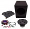 Power Acoustik CW2-124 Sub Car Stereo Single 12" Crypt Armor Coated Ported Sub Box with REP1-2000 Amplifier & 4GA Amp Kit