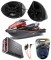 Kawasaki Jet Ski PWC Marine Rockford R152 &  PBR300X4 Amp Custom 5 1/4" Black Speaker Pods Package
